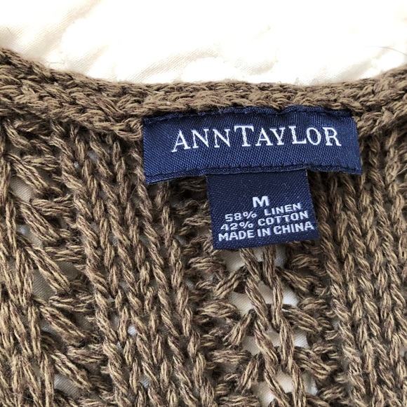 Ann Taylor Olive Linen/Cotton Crocheted Tank - Picture 4 of 4